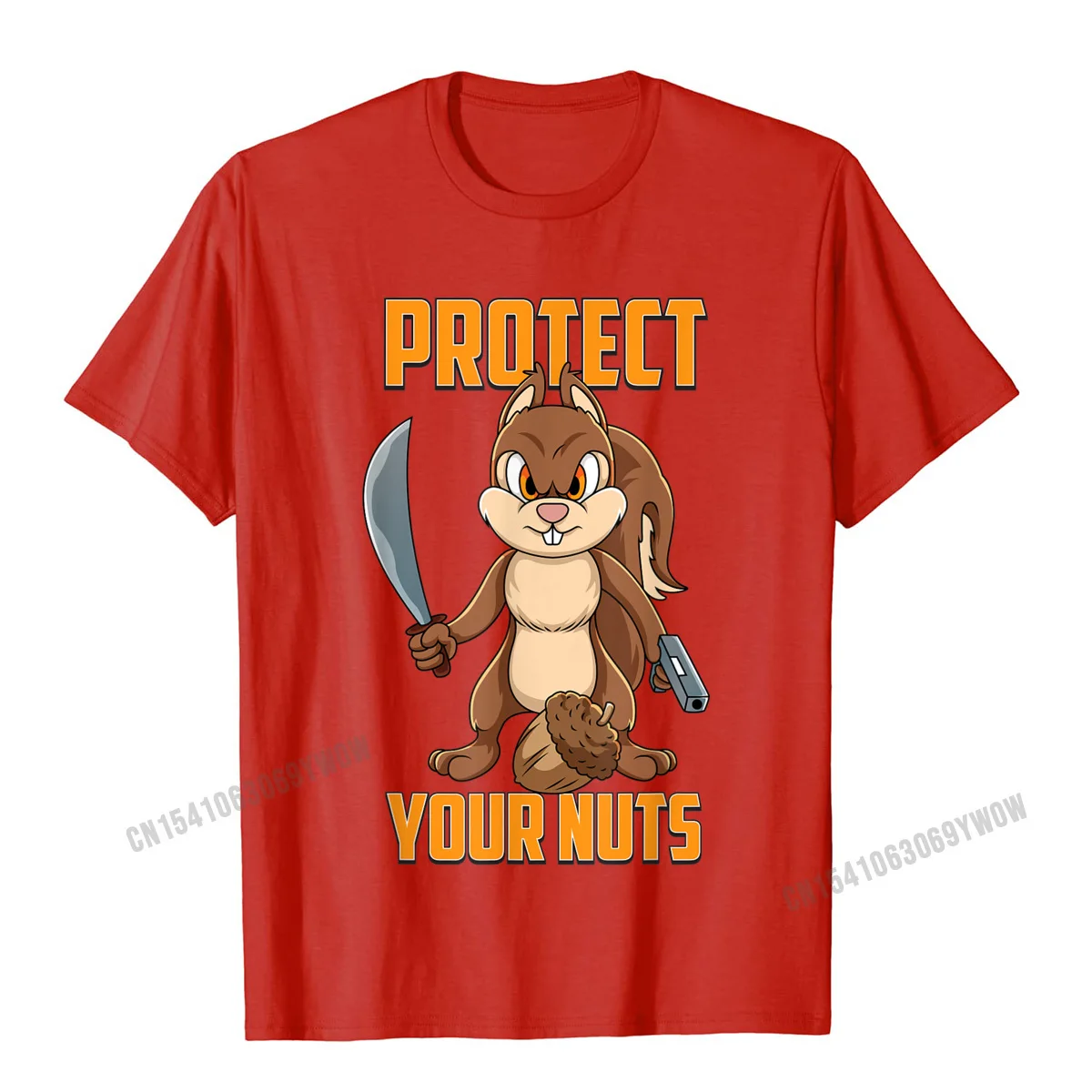 Customized Design T Shirts 2021 Popular Thanksgiving Day Short Sleeve Round Collar Tops Shirt Cotton Men 3D Printed Tee Shirt Cool Squirrel Protect Your Nuts Squirrel Hunters Gun T-Shirt__710 red