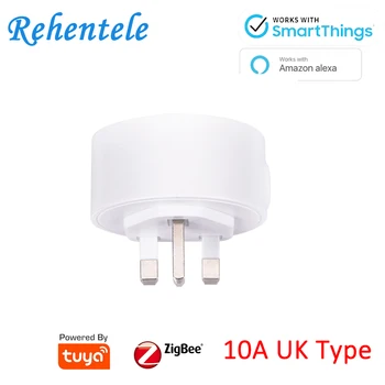 

Tuya Smart ZigBee 10A Power Plug Alexa Voice Control UK Type Smart Life APP works with SmartThings ZigBee Hub