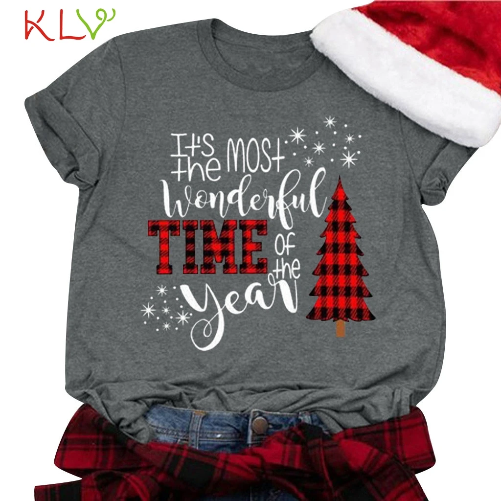 Рождественская одежда футболка с надписью Женский Зимний пуловер круглым