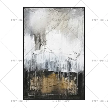 

Abstract Golden Gray White Painting Oil Painting Wall Pictures For Living Room Home Decor Colorful Canvas Art