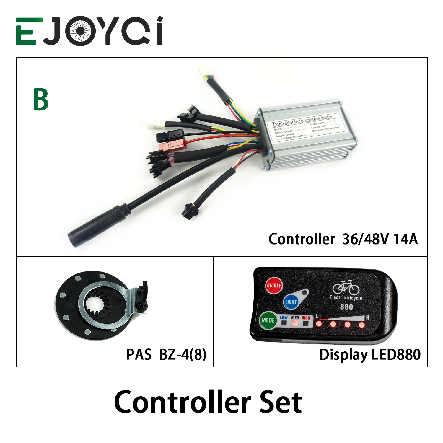 EJOYQI 36V48V 14A 250 Вт 350 Вт контроллер LED880 дисплей метр PAS набор конверсионный комплект для электровелосипеда Двойной Режим Датчик Холла
