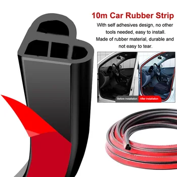 

10M Dustproof Car Rubber Strip Shock Absorption Multifunction Waterproof For Sealing Self Adhesive Door Window SUV Easy Install