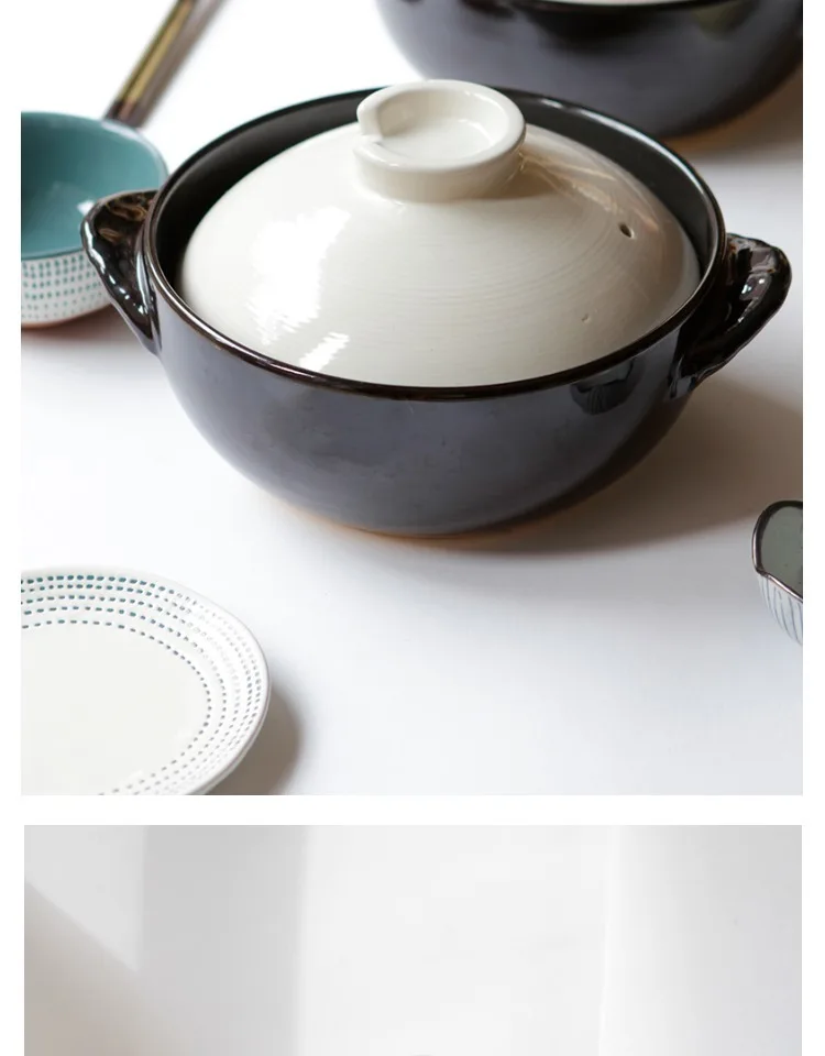 Термостойкий простой ручной цветной горшок традиционная Кастрюля глубокая для супа риса посуда для заварки глиняная кастрюля сковорода
