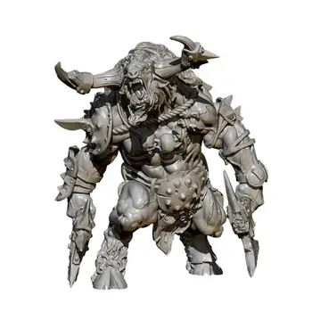 

1/24 75mm Resin Soldier White Model Self-assembled Minotaur Double-axe Warrior Resin Model Toy Ornament Resin Figure Model Kits