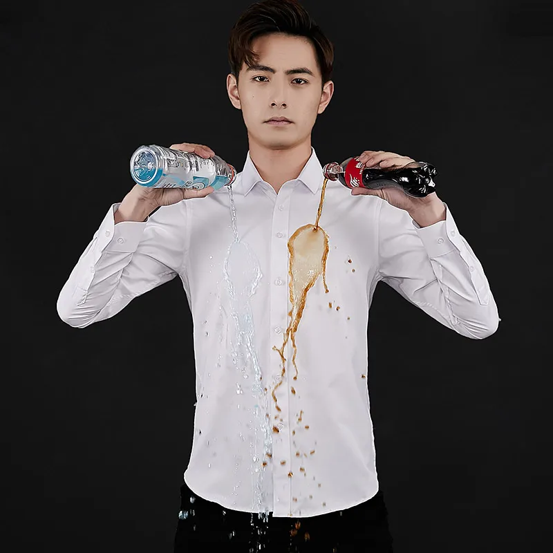 Man's Shirt Waterproof Satinproof Anti-dirty Outdoor Breathable 5xl Over size Slim Fit Non-ironing Formal Smart Casual Man | Мужская