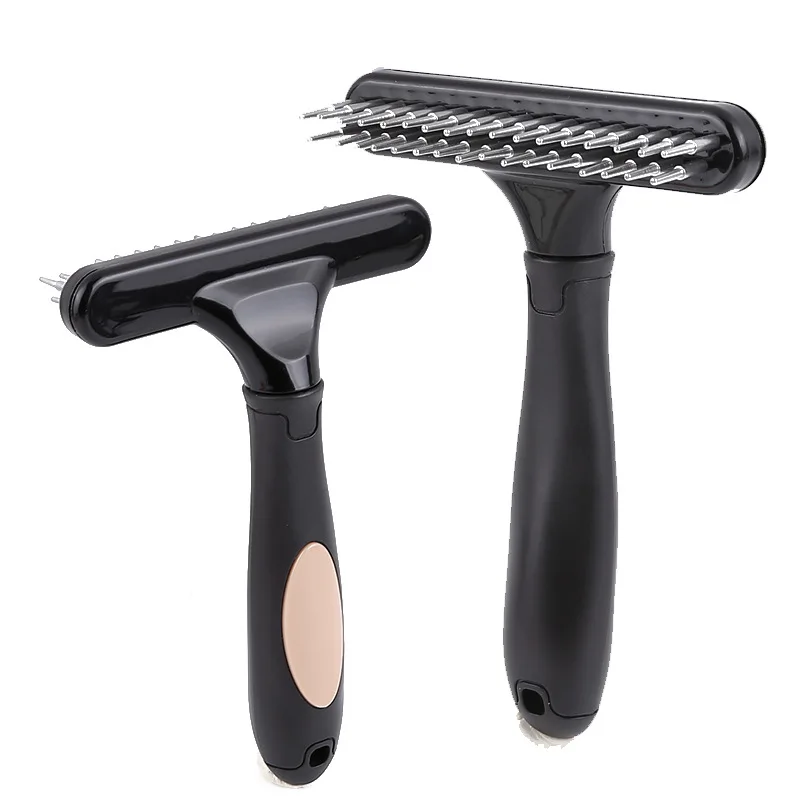 Professional Double Row Pins Cats Dogs Comb Brush Pet Hair Remover Rake Loosen Wet Dry Grooming Dematting Tools Pets Supplies | Дом и сад