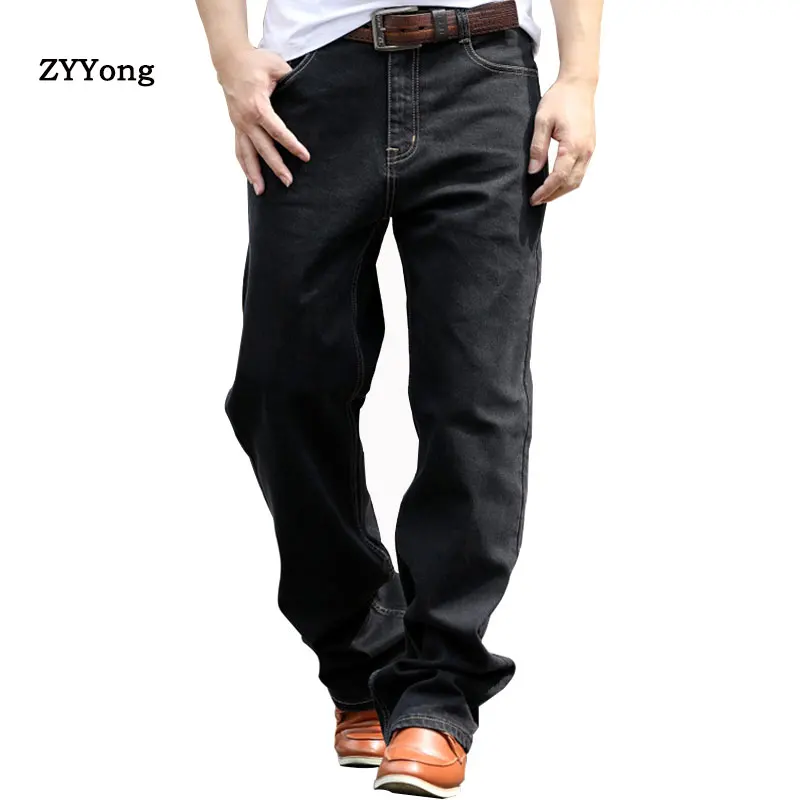 

ZYYong Men's Jeans Wide-leg Jeans Loose Hip-Hop Skateboard Jeans Black Casual Straight Pants Harem Loose Men's Trousers 28-44