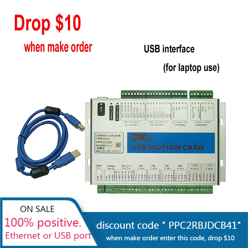 

USB 2MHz Mach4 CNC Motion Control Card 3 4 6 axis Engraving Machine Wood Router Breakout Board MK3 MK4 MK6 Controller