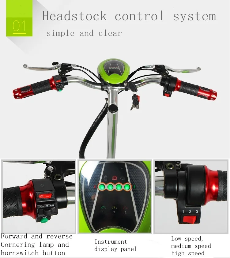 Electric Tricycle Bike Three Wheels Electric Scooters 6.5 Inch 48V 500W Portable 3 Wheel Electric Scooter Adults (9)