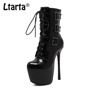 

LTARTA 2020 Autumn Winter New Fine Heel Waterproof Platform Middle Boots High Heel Short Boots Women Shoes JXQ