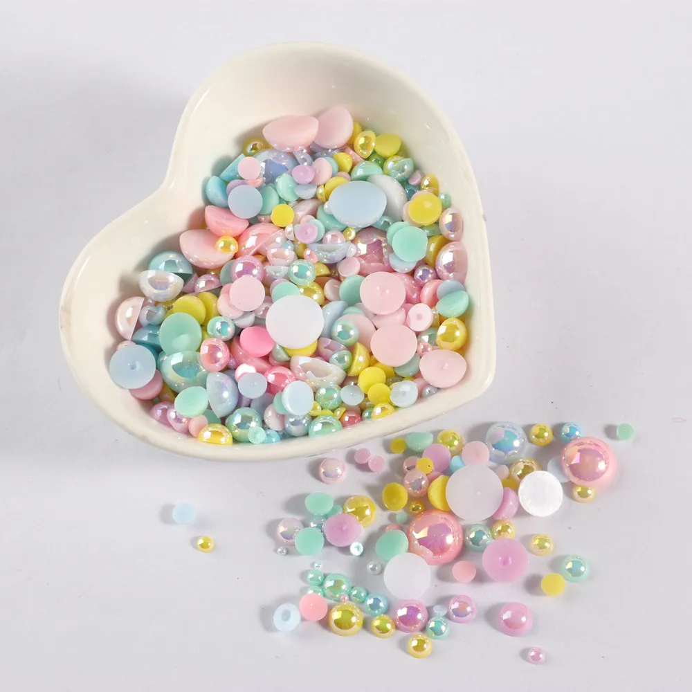 Plastic Beads Acrylic Craft Beads Acrylic Beads Resin Beads Abs Beads Imitation Pearl Beads Multi Size AB Colors Half Pearl 1.5mm To 10mm Craft ABS Resin Flatback Half round Imitation Pearls DIY Beads