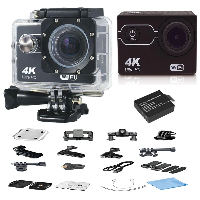 Черный GOLDFOX SJ 4000 Экшн-камера Ultra HD 4K 30FPS wifi 2," 16 МП Спортивная камера 170 Широкий Ангел мини шлем Водонепроницаемая Спортивная DV камера - Цвет: Черный