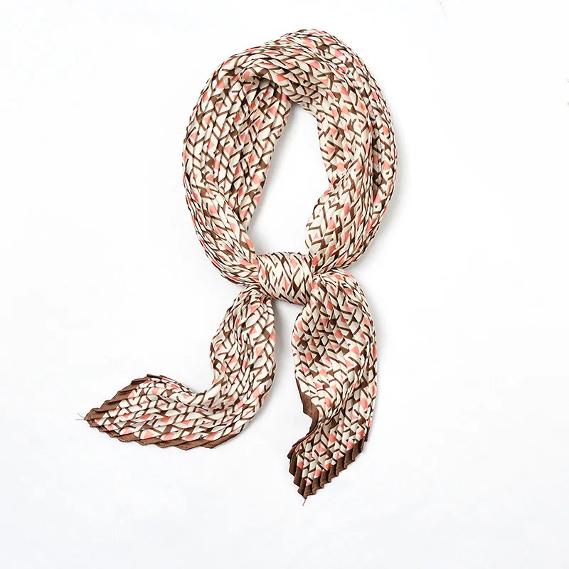 

Fashion Women Small Square Elegant Silk Scarf Foulard Femme Wrap Handkerchief Bandana Accessories Crinkle Hijab 70*70cm