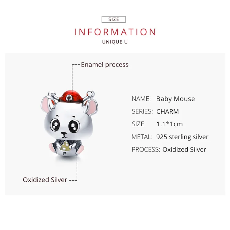 MOWIMO 925 Sterling Silver Lovely Mouse Wealth Beads Lucky Charm Fit Original Pandora Bracelet Pendant New Year Jewelry BNC113