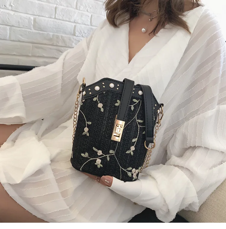 Bolsa feminina, соломенная сумка, кружевная, переносная сумка-мешок, женская, новинка, летняя, Сказочная, перламутровая, тканая, Мини, Студенческая сумка на цепочке