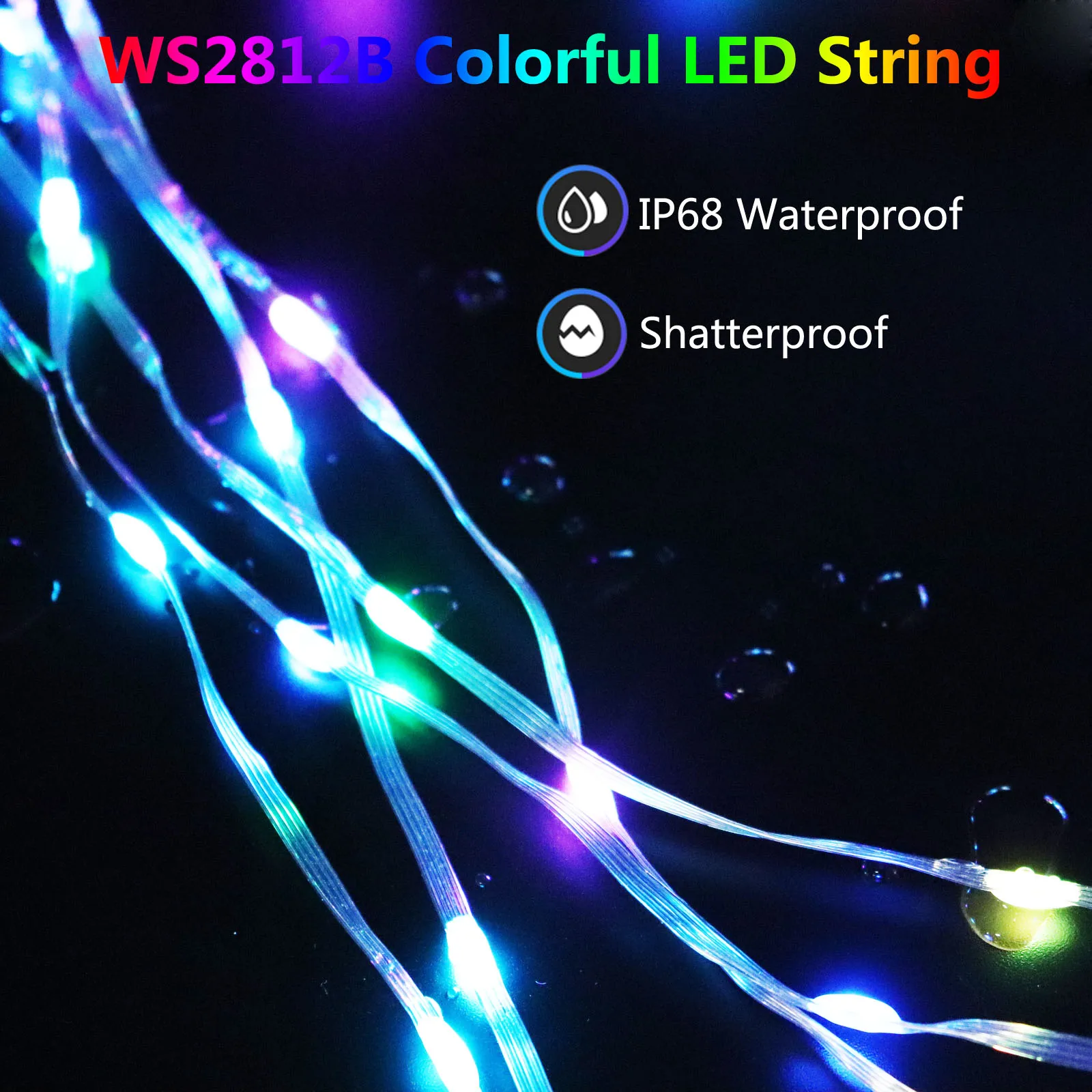 WS2812B RGB LED String 5M 10M Christmas Lights WS2812 Led Strip Bluetooth Music Full Color Addressable Individually DC5V