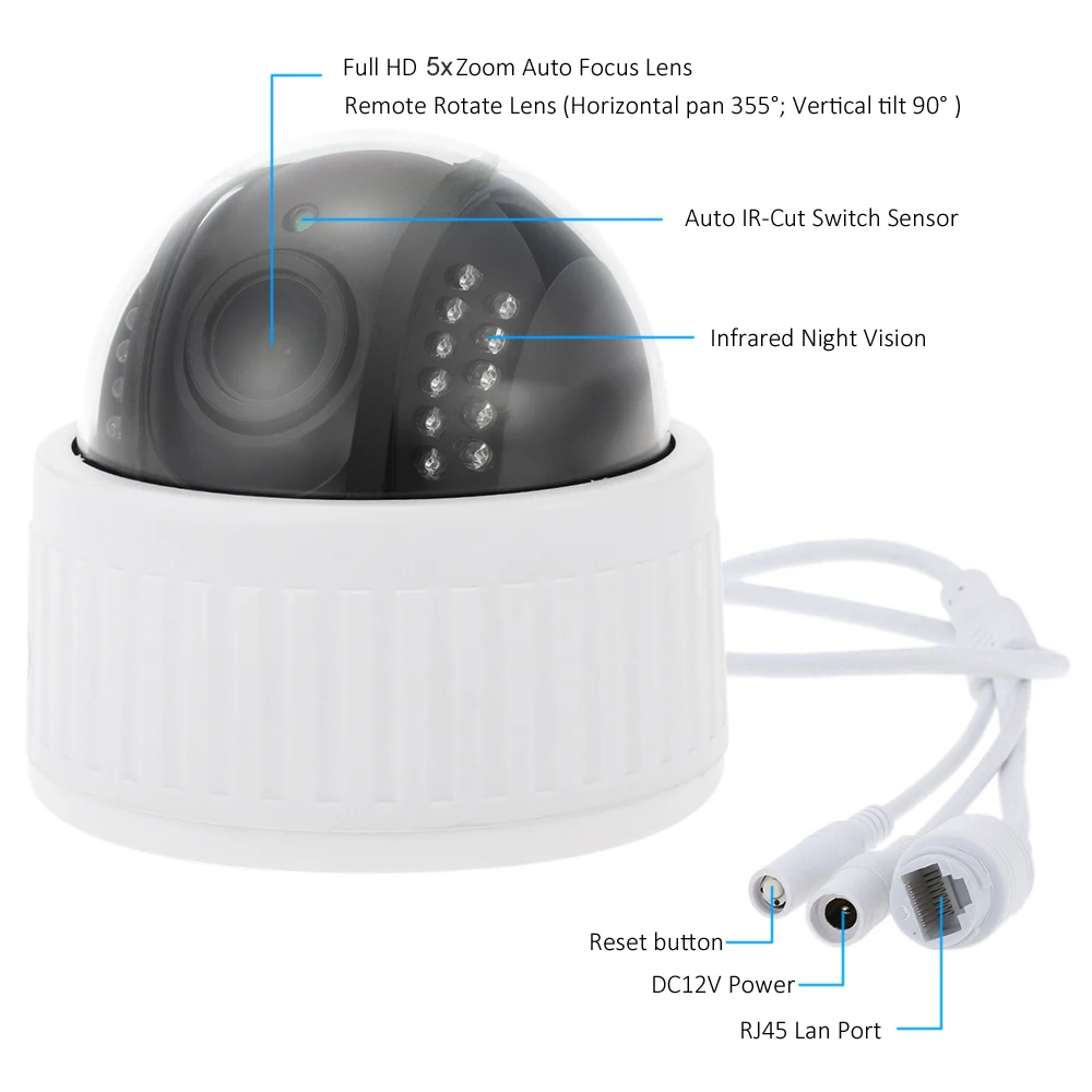 HD 1080P CCTV купольная камера безопасности Камера Wi Fi 5MP 2MP PTZ 5X зум с 128G SD слот для карт