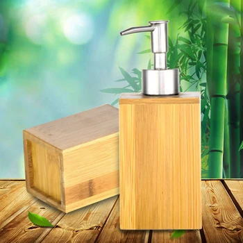 

Household Bamboo Bathroom Hand Sanitizer Press Bottle Restaurant Hotel Lotion Liquid Soap Dispenser for Bathroom and Kitchen