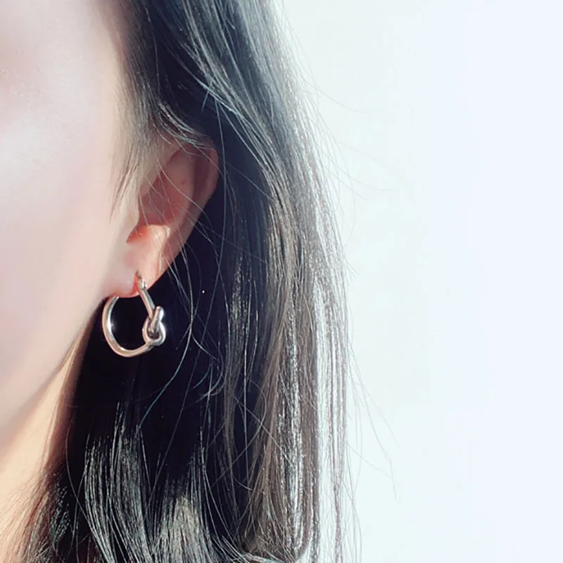 Foxanry 925 Sterling Silver Stud Earrings for Women Vintage Weaving Knotted Geometric Thai Silver Birthday Party Jewelry Gifts - Image 6