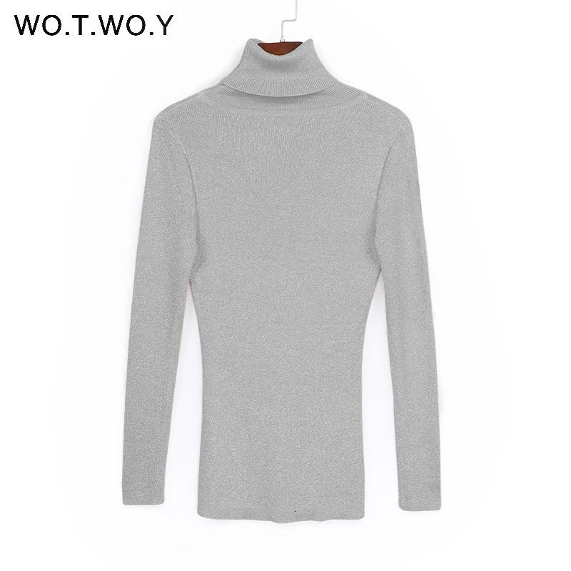 Shiny Sequins Women Turtleneck  Pullovers Sweater Long Sleeve 2017 Womens Knitted Sweaters Solid Autumn Winter Jumper New