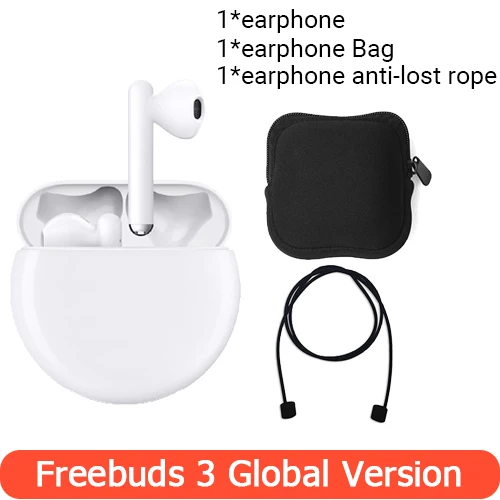 Беспроводная гарнитура huawei Freebuds 3 с глобальной версией, TWS, Bluetooth, наушники с активным шумоподавлением, Bluetooth 5,1, функция ANC - Цвет: White n Rope n Bag