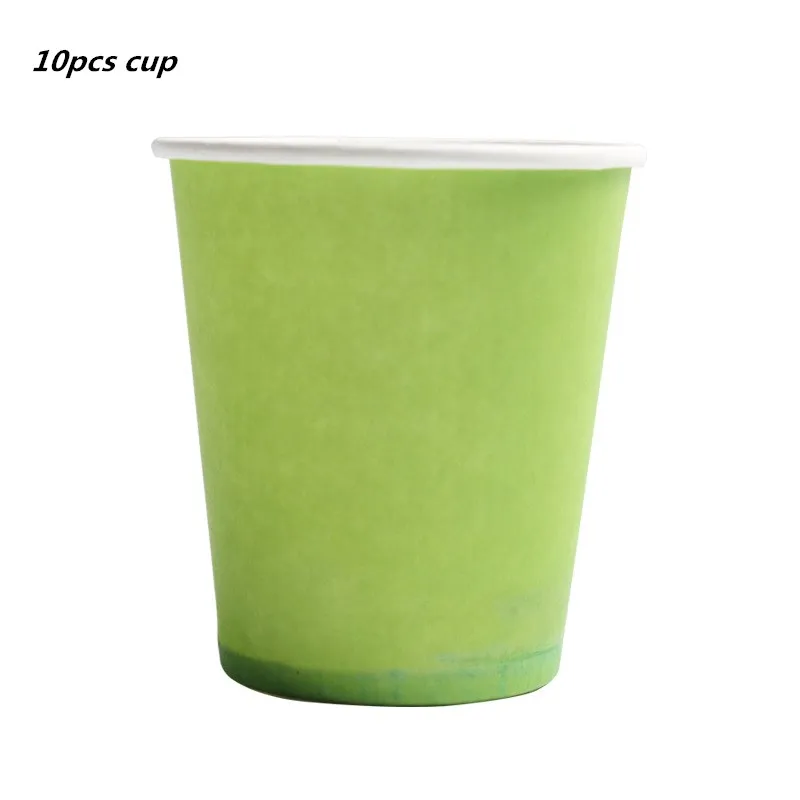 10pcs cup 10 шт. одноразовые бумажные тарелки для дня рождения вечерние круглая пластина тарелка для фруктов, пирожных лоток посуда День рождения расходные материалы - Цвет: 10pcs cup