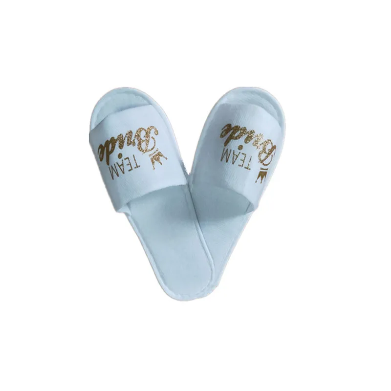 1pair Team Bride Slippers for Bachelorette Party Supplies Bridal Shower Photo props DIY Wedding Decoration Bridesmaid Gift-S - Цвет: as  picture