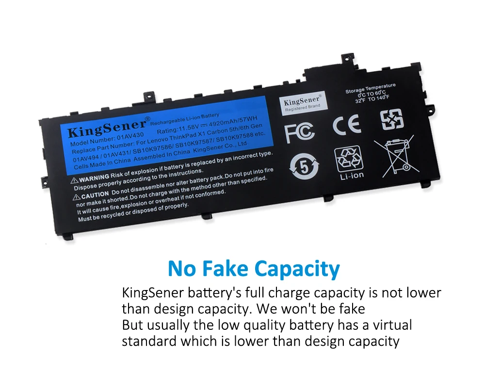 Kingsener-bateria para Notebook 01av494 01av430 para Lenovo Thinkpad x1 Carbono 5th 2022 6th 2022 Series 01av430 0101av431 Baterias p/ laptop - Imagem 2