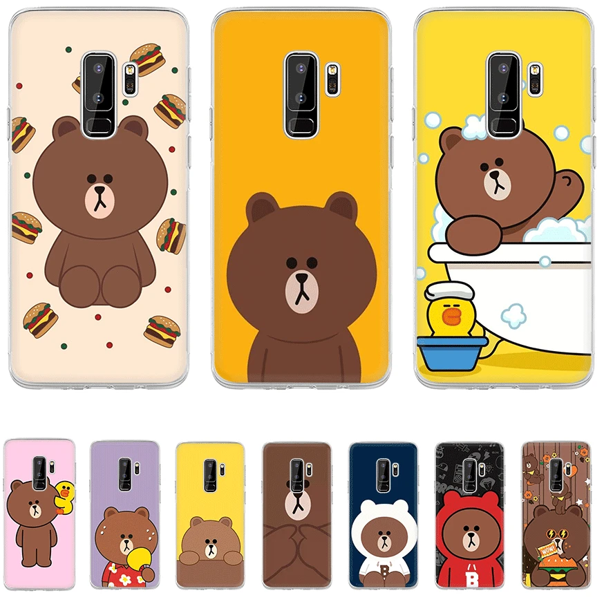 

Phone Case For Samsung Galaxy M10 M20 M30 M40 S6 S7 Edge S8 S9 S10 S10e Plus Note 8 9 S3 S4 S5 Hard Cover Brown Bear Cute