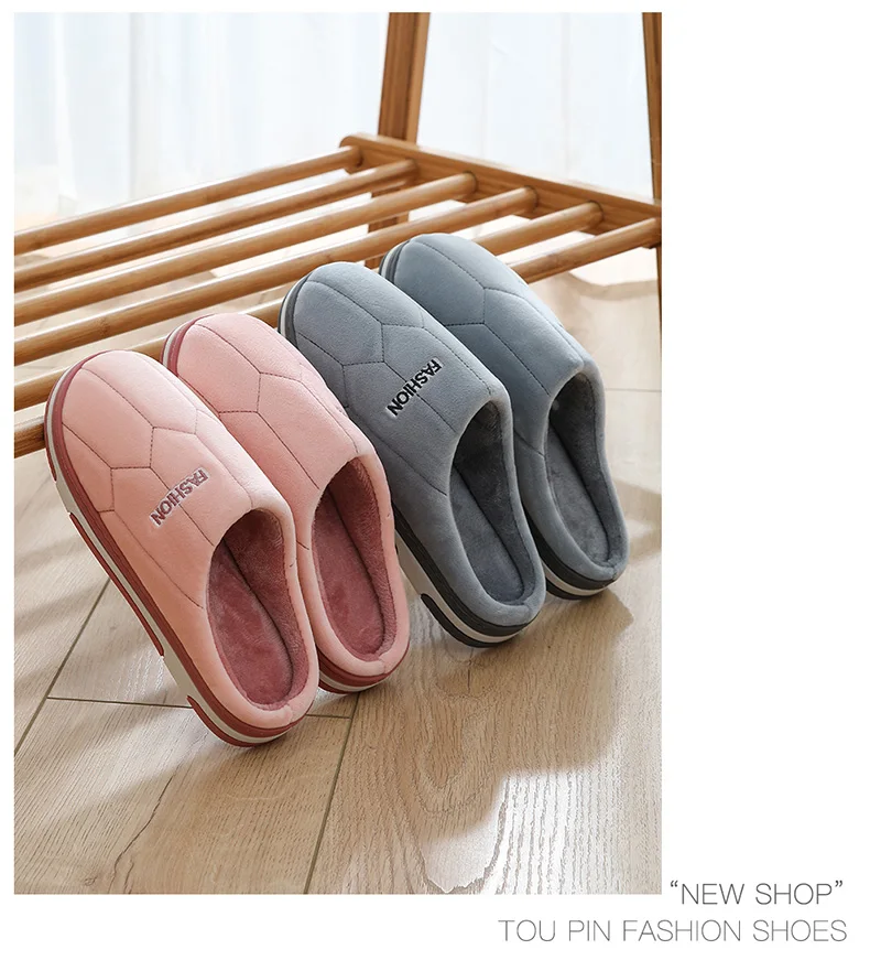 Winter Men Slippers Warm Home Fashion Casual Comfortable Slippers for Male Indoors Non-slip Winter Floor Bedroom Couple Shoes KLYWOO