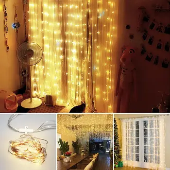 

3m LED Fairy Lights Garland Remote Control Curtain String Lights Home Decoration Bedroom Window Christmas Party Holiday Lighting
