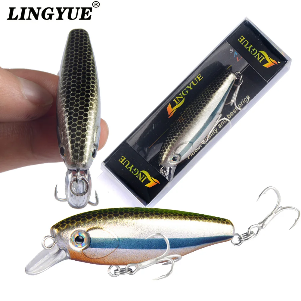 

LINGYUE Slowly Sinking Fat Minnow 65mm 7.5g Hard Bait Fishing Lure Diving 0.2-2m Wobblers Topwater Crankbait For Pike Bass