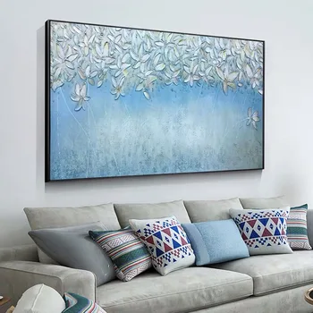 

Hand Painted abstract white flowrs oil painting knife Painting Home Wall Art Decoration Picture