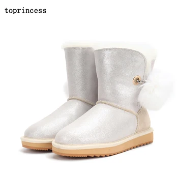 

ZX12 TOPRINCESS Fully Fur Winter Boots For Women Single Button Faux-fur Boots Use High Quality Real Fur And Leather For Comfort