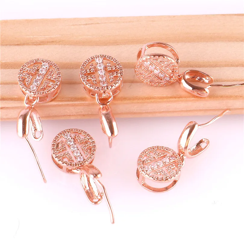 Rose gold color 5x полный горный хрусталь зажим с алюмининизированной отделкой, дужка застежки крючки Разъем S925 зажим Fermoir коннектор колье для ожерелья подвеска «сделай сам» Поиск - Цвет: Rose gold color