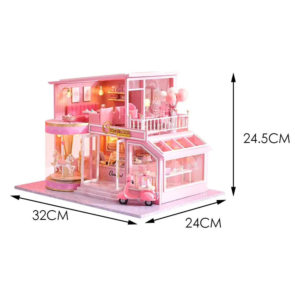 DIY Dollhouse Three-dimensional Assembly Attic Miniature House with Music Movement Handicraft for Holiday Birthday Gifts