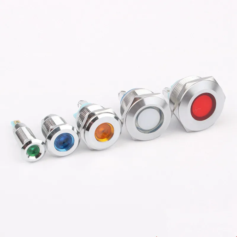 

8/10/12/16/19/22mm red green yellow bule 12V 24V 110V 250V led metal indicator lamp indicator light single lamp waterproo