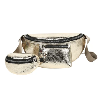 

Waist Bag Fanny Double Bag Pendant Pack Phone Belt Bag Female Fannie Packs Solid Brand 2020 Glitter Purse Chest Bags