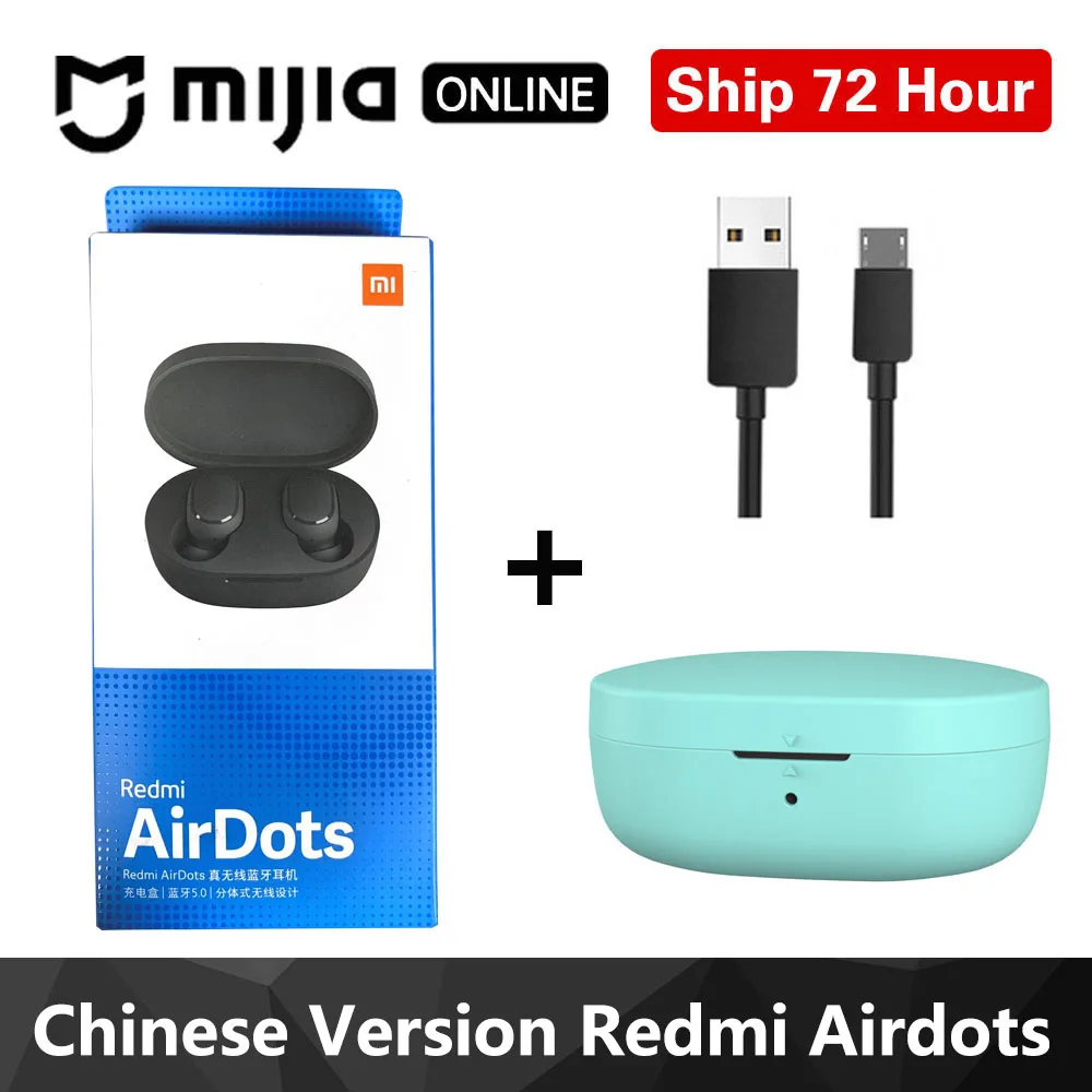 Xiaomi Redmi Airdots TWS Bluetooth 5,0 наушники стерео беспроводные активные шумоподавления с микрофоном свободные Наушники управление AI - Цвет: Redmi Green Case