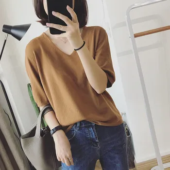 

RC22 Summer 2020 short sleeve t shirt blue Women Top Garment