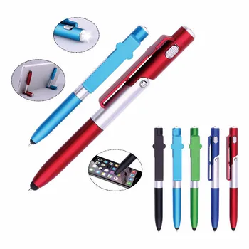 

1pcs 4-in-1 Folding Ballpoint Pen Screen Stylus Touch Pen Universal Mini Capacitive Pen with LED for Tablet Cellphone