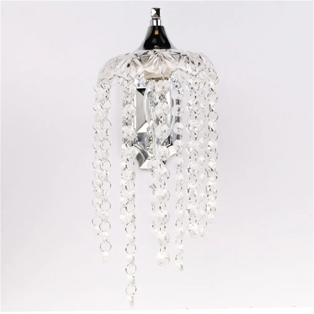 

Beautiful Romantic Crystal Droplets Single Wall Light With Switch Indoor Chrome Sconce Lighting