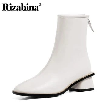 

Rizabina Ankle Boots For Women Square Toe Thick Heel Zipper Retro Fashion Shoes Solid Color Outdoor Winter Footwear Size 34-39