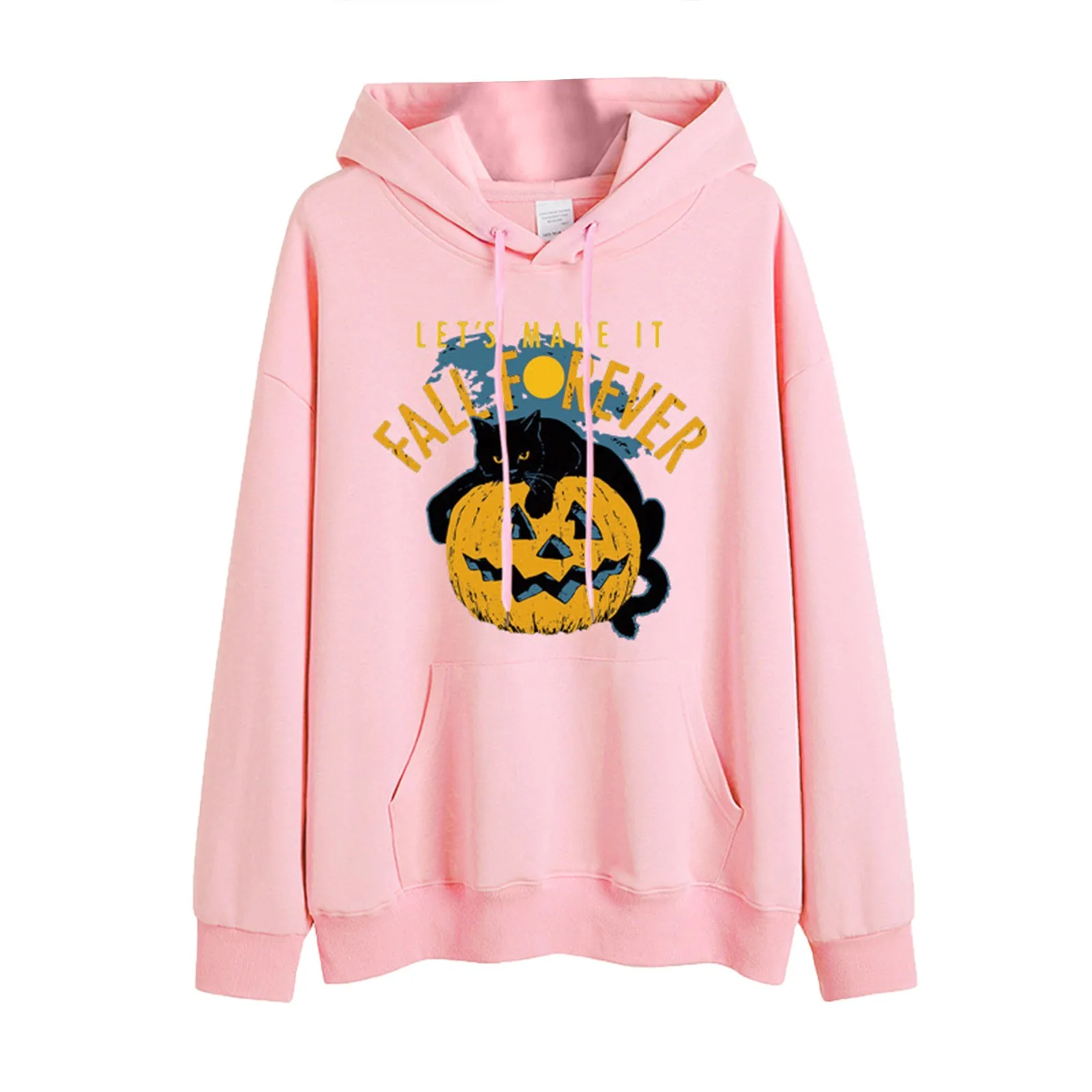 Women Hoodies Funny Halloween Pumpkin Print Pocket Hooded Sweatshirt Autumn Casual Loose Female Sweatshirt Sudadera Mujer 2