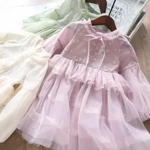 Новые весенние детские кружевные платья феи с вышивкой для маленьких девочек; милая мягкая одежда принцессы для девочек; 5 шт./партия;