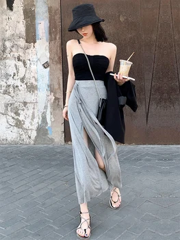 

Women's Sexy Floral High Waist Ruffled Long Skirt Split Boho Beach Wrap Skirts