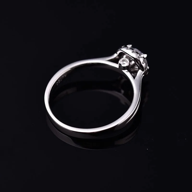 Круглое серебряное кольцо из серебра S925 пробы, 0.50ct D VVS, роскошные кольца из стерлингового серебра 925 пробы для женщин