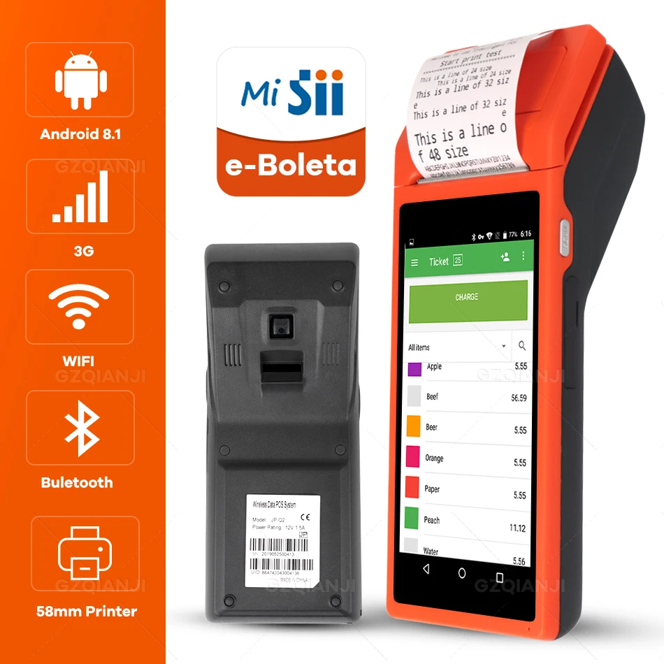 POS Terminal Android PDA phone with Wifi 3G Thermal Bluetooth Printer