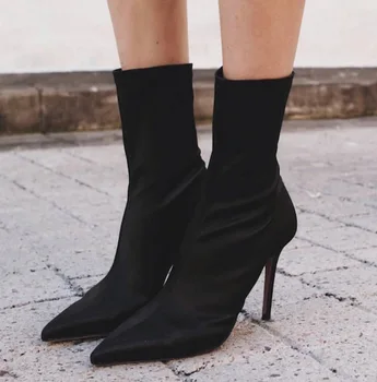 

Year Sharp Elastic Force Fine With Socks And Boots High-heeled Shoes Woman Boots Fd881 - 6