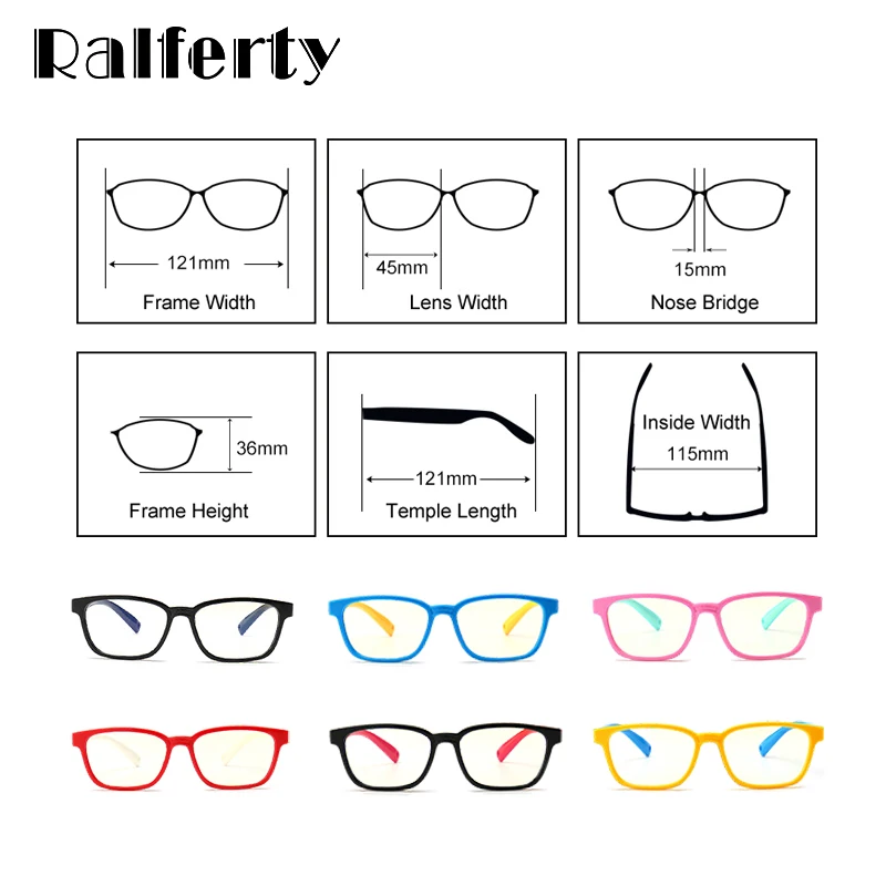 Ralferty 2018 Детские квадратные очки анти синие блокирующие компьютерные оправа для